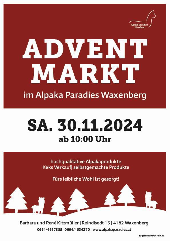 Adventmarkt im Alpaka Paradies Waxenberg